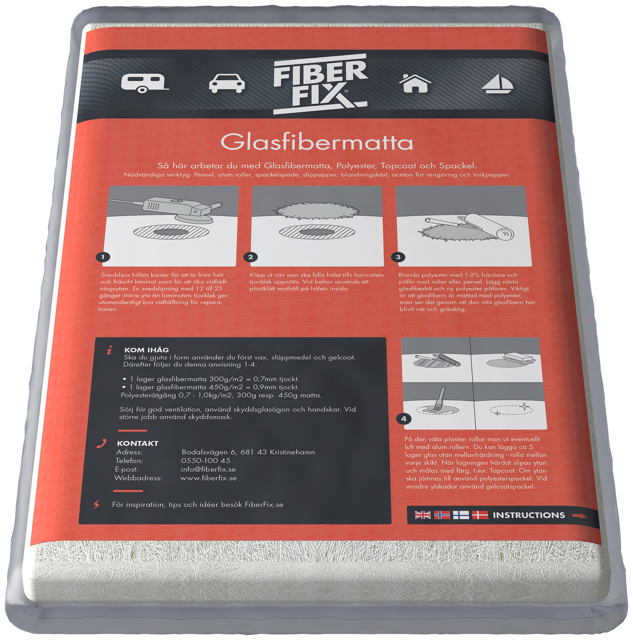 GLASFIBERMATTA 450G/1M