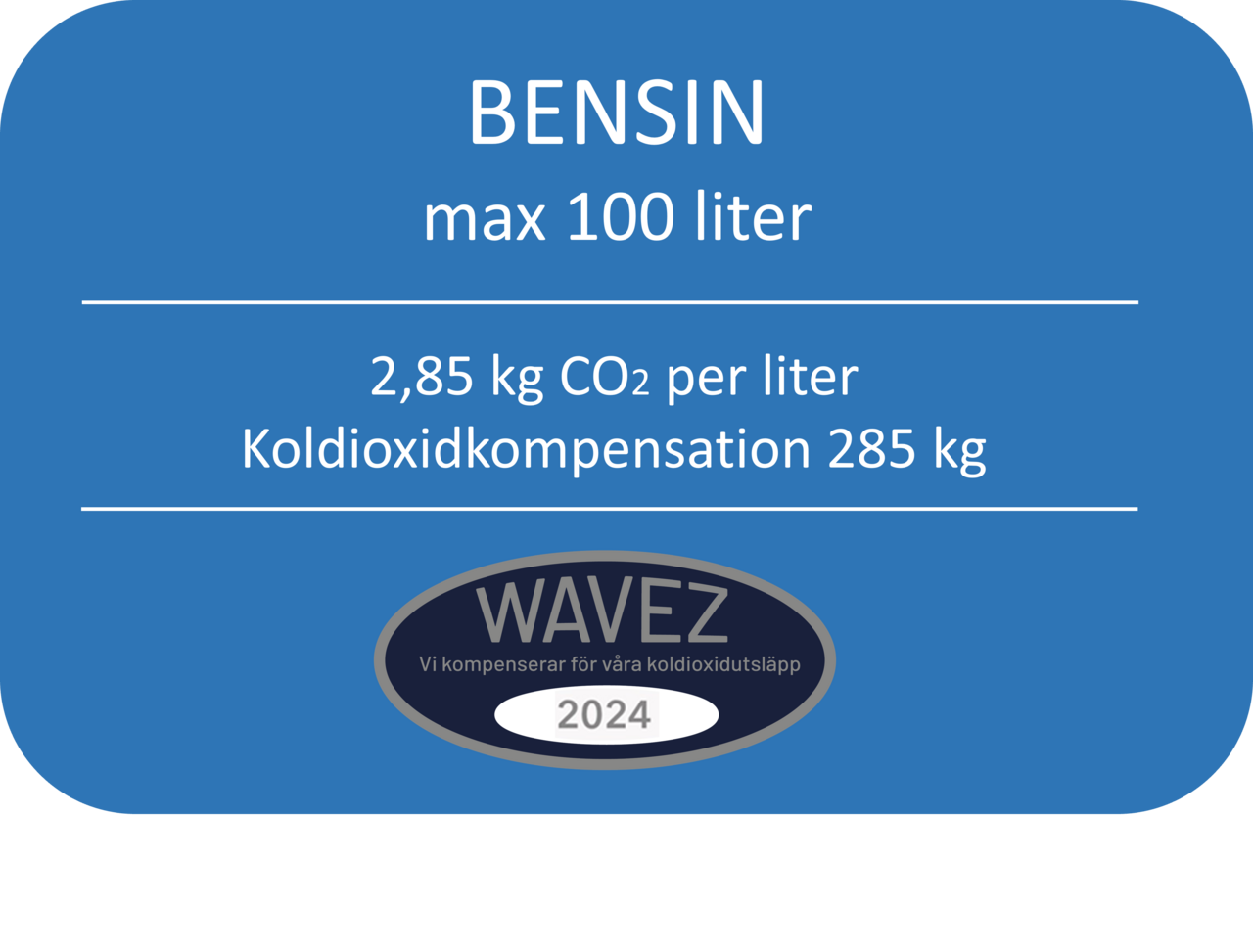 KOLDIOXIDKOMP FÖR 100L BENSIN -285KG CO2 WAVEZ