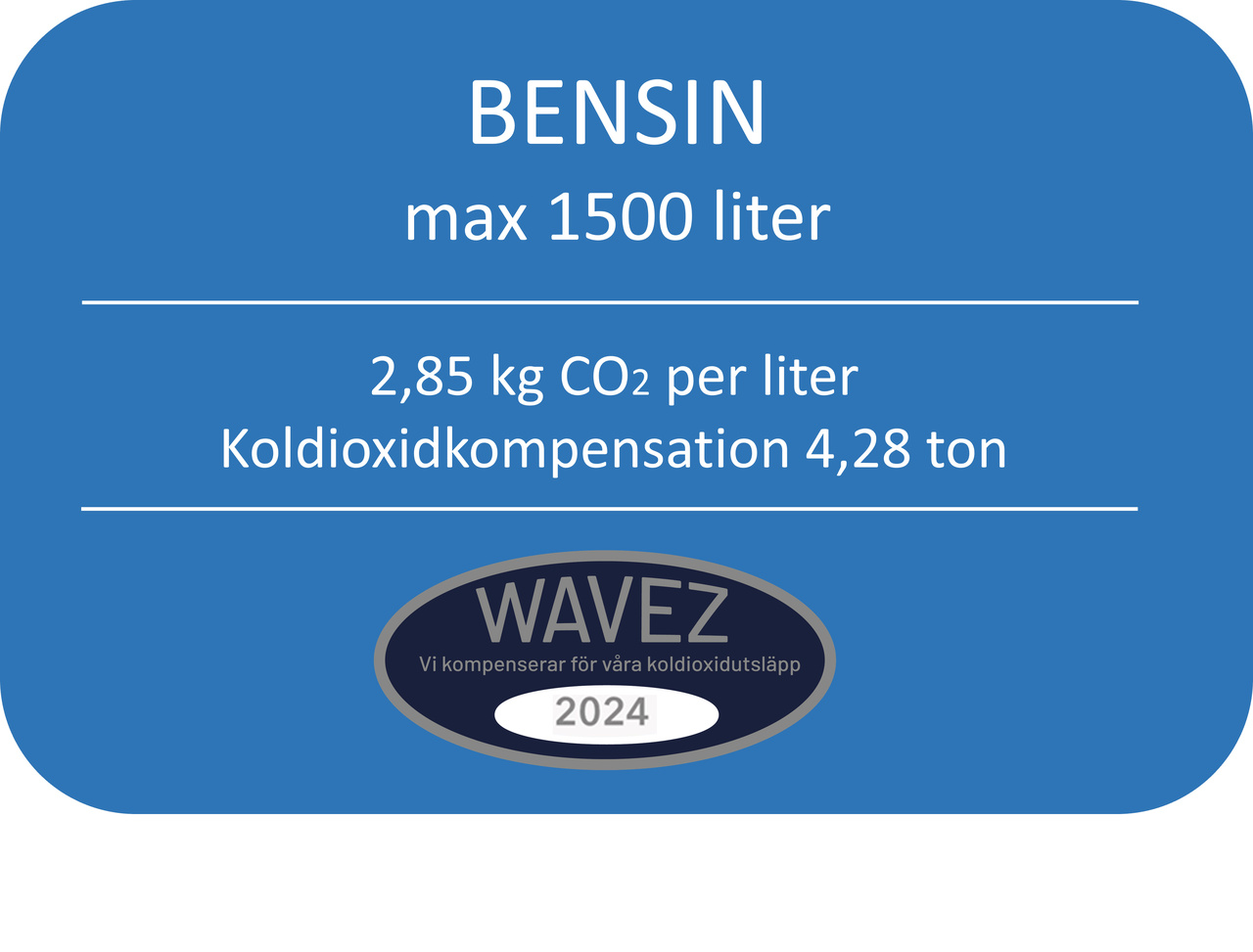 KOLDIOXIDKOMP FÖR 1500L BENSIN -4,28 TON CO2 WAVEZ